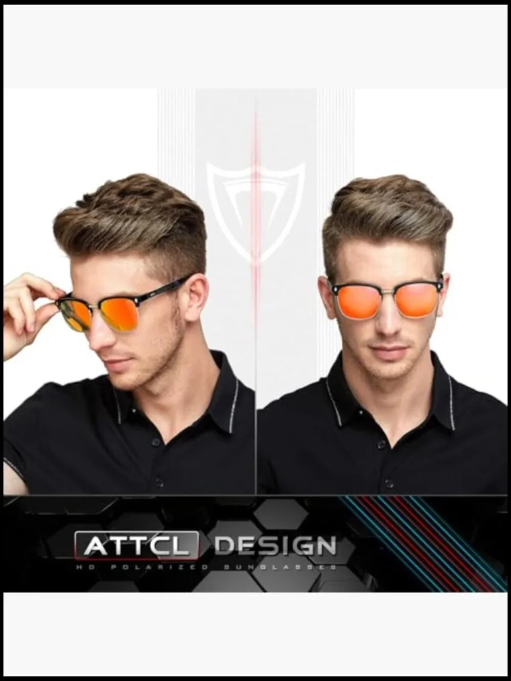 Polarized Sunglasses Men Driving UV400 Lightweight Al-Mg Metal Frame Semi
